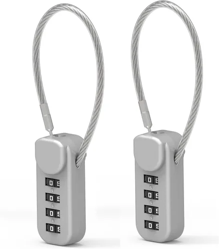 Vista 11 de Cerradura de combinación de 4 dígitos, cerradura de cable combinada con código, combinación de candado pequeño para equipaje, maleta, casillero