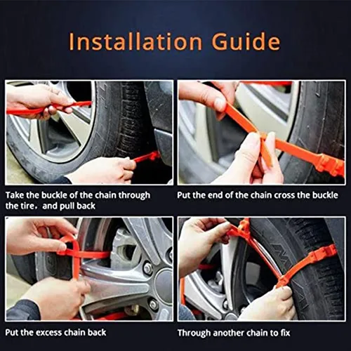 Vista 4 de Cadenas Antinieve Reutilizables 2024 – 【Nueva Versión】10 PIEZAS Cadenas Portátiles para Neumáticos de Nieve para Camionetas y SUV – Brida de Cable