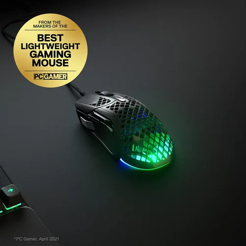 Vista 3 de SteelSeries Aerox 5 - Mouse ligero para juegos - 18000 CPI - Sensor óptico de aire TrueMove y teclado para juegos RGB Apex 3 - Iluminación RGB de 10
