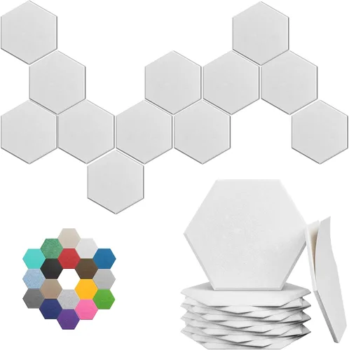 Vista 17 de Paneles hexagonales en forma de A, paquete de 12 paneles acústicos de alta densidad de 12 x 10 x 0.4 pulgadas para mejorar la reducción de ruido