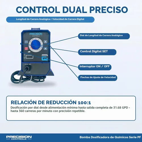 Vista 3 de Precision Controls Bomba dosificadora química, 31.6 GPD, 150 PSI, 115 V - Bomba dosificadora de diafragma para inyección de cloro, tratamiento