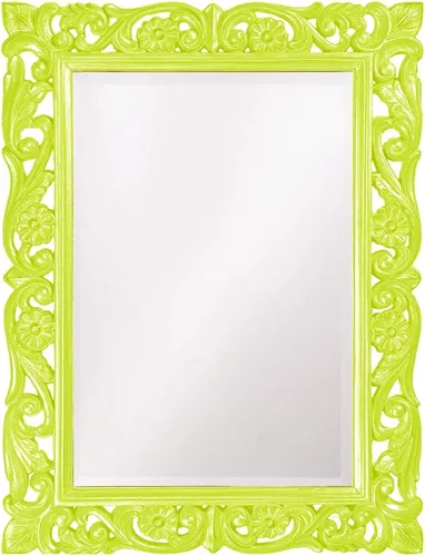 Vista 24 de Howard Elliott Chateau Rectangular Hanging Wall Mirror, Scroll Work Frame, Black, 31.5 x 42 Inch
