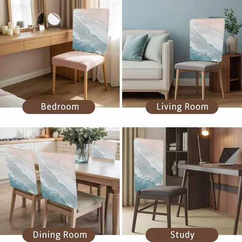 Vista 6 de Fundas para sillas de playa de verano, 4 piezas, fundas protectoras extraíbles para sillas de comedor, fundas protectoras extraíbles para sillas