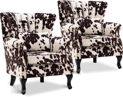 Vista 24 de Sillas de Brazo de Lectura Accent Sillas Midcentury Modernas Cómodas Silla de Sofá de Esquina, Silla de Club Wingback de Sala de Espera con Respaldo