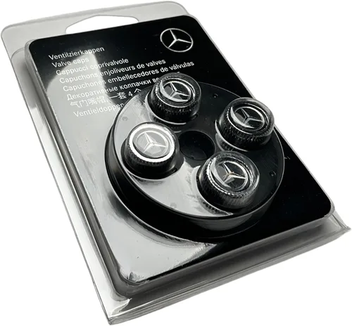 Vista 2 de Auténtico capuchón de Válvula para Mercedes Benz Estilo negro, B66472002 (Set de 4)