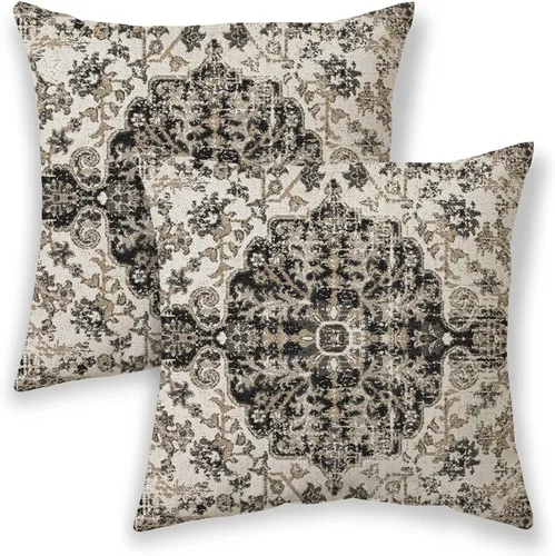 Vista 16 de BETGINY Fundas de almohada boho de 16x16 pulgadas, diseño étnico marrón beige, fundas de almohada decorativas para exteriores para sofá