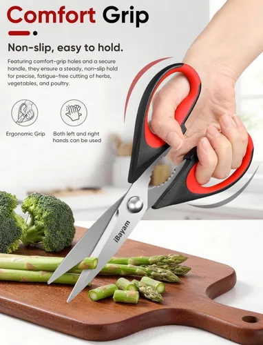 Vista 3 de iBayam Tijeras de cocina multiusos resistentes, funda protectora (paquete de 2)