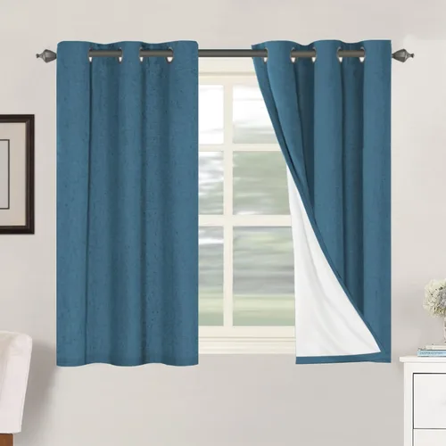 Vista 194 de H.VERSAILTEX Cortinas 100% opacas con aislamiento térmico, texturizadas, de lino, con bloqueo completo de calor y luz, para sala de estar y Negro