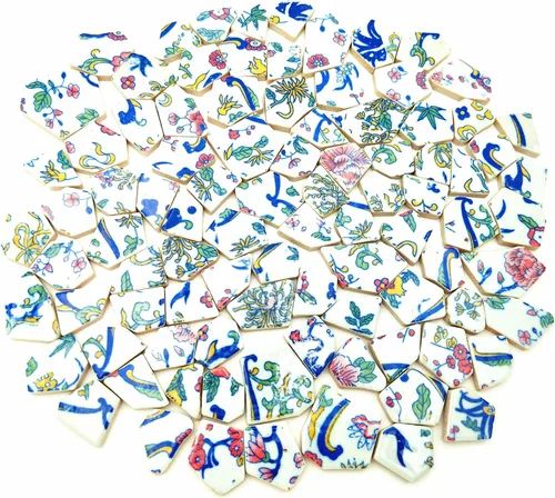 Vista 22 de Azulejos de mosaico de cerámica de porcelana de 1.1 libras, azulejos de mosaico irregulares rotos para suelo de manualidades, cocina, piscina