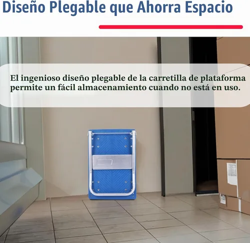 Vista 2 de Carrito pequeño de plataforma plana de 380 libras, carrito de plataforma plegable con ruedas giratorias, camión de mano con plataforma móvil