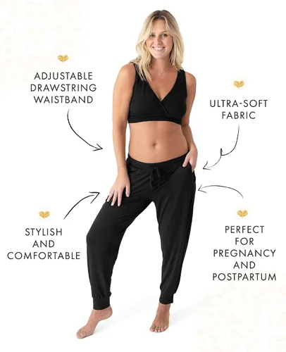 Vista 2 de Kindred Bravely Pantalones deportivos de maternidad para uso diario negro XXL y bata de maternidad y lactancia Emmaline gris XXLXXXL