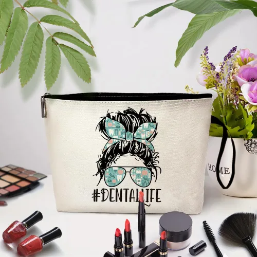 Vista 4 de ZHANTUONE Bolsa de cosméticos Dental Life - El mejor regalo de cumpleaños para dentistas, bolsa de maquillaje para higienista dental, regalo