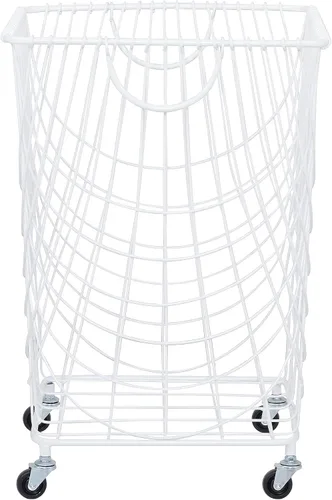 Vista 10 de Deco 79 CosmoLiving by Cosmopolitan - Carrito de almacenamiento cuadrado de metal con ruedas y asas, 16 x 16 x 24 pulgadas, color negro