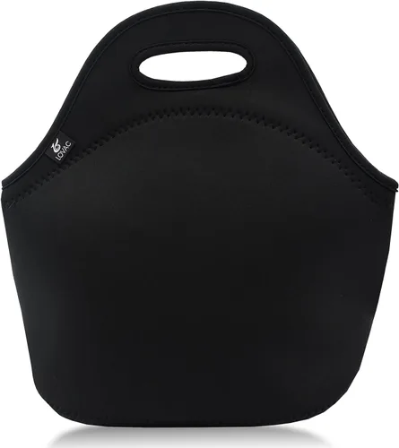 Vista 9 de LOVAC Lonchera de neopreno para hombres, bolsa de almuerzo aislada, duradera e impermeable, reutilizable, suave y ligera (negro)