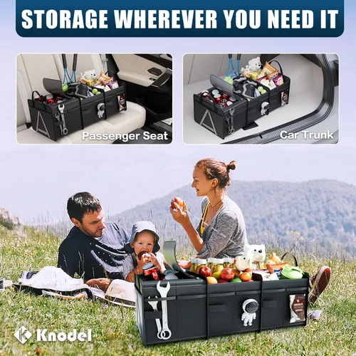 Vista 2 de K KNODEL - Organizador de maletero con enfriador para automóvil y SUV, mediano, color negro Collapsible Car Organization, Car Organizers and