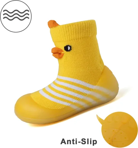 Vista 5 de Zapatos de calcetín para bebé, suela de goma suave, antideslizante, para interiores, para bebés, niños y niñas, zapatos de entrenamiento