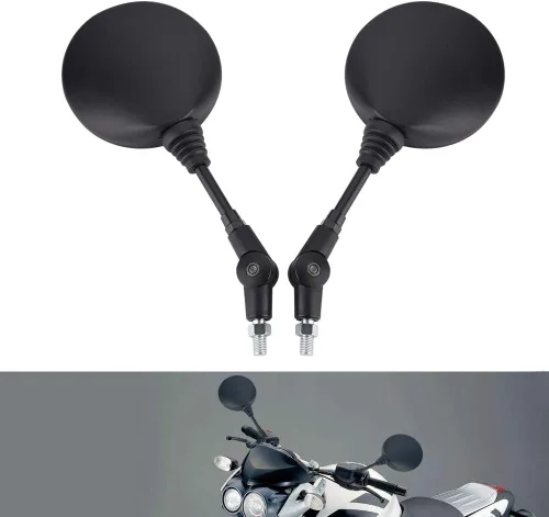 Vista 3 de 1 Pair Motorcycle Mirrors, Universal Adjustment Rear View Mirror With M10 Installing Screw Left and Right, Compatible with Motorbike Adventure Dirt