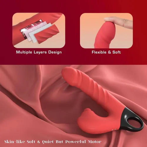 Vista 4 de Consolador vibratorio de empuje, vibrador 3 en 1 femenino para punto G con estimulador de clítoris, juguetes sexuales para mujeres y adultos, 3