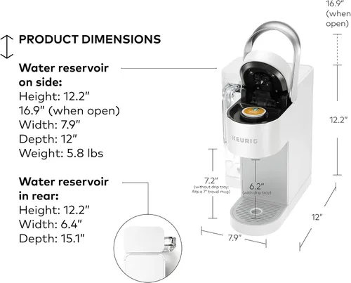 Vista 6 de Keurig K-Supreme SMART Cafetera de una sola porción con compatibilidad WiFi, 4 tamaños de preparación y depósito extraíble de 66 onzas, compatible