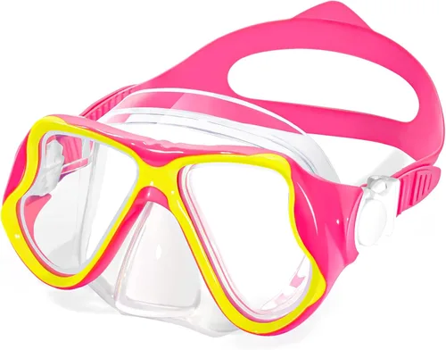 Vista 12 de Freela Paquete de 2 gafas de natación para niños y niñas de 3 a 14 años, lente de vidrio templado de 180° HD con cubierta de nariz para piscina