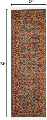 Vista 2 de Unique Loom - Alfombra de la colección Edinburgh - Monroe (2 x 6 pies 1 pulgada, pasillo, azul/marrón)