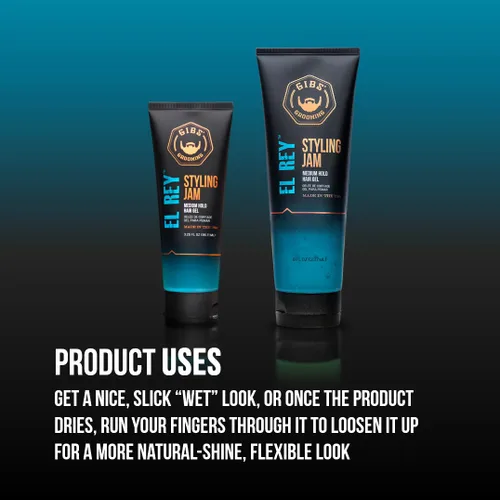 Vista 2 de GIBS Grooming El Rey Styling Jam para hombre, gel de sujeción media