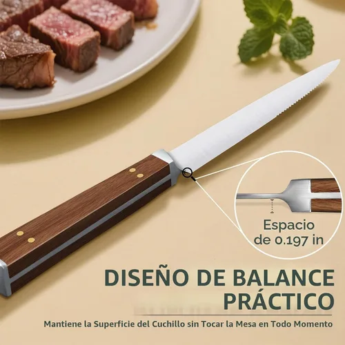 Vista 6 de Purple Dragon Juego de cuchillos de carne dentados de 4 pulgadas - Juego