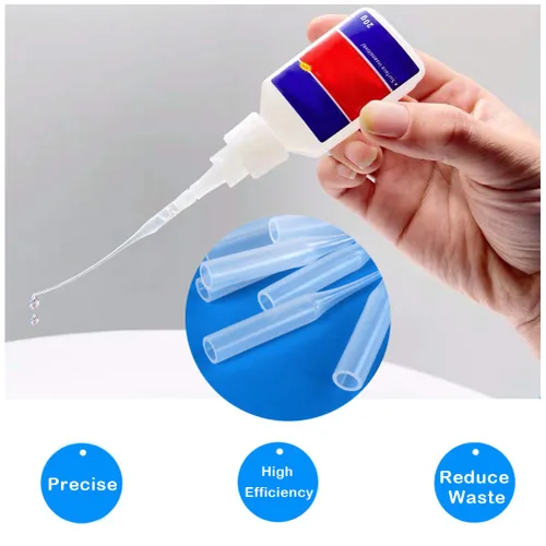 Vista 3 de Puntas de pegamento CA 100 unidades, micropuntas de pegamento de precisión para botellas con boquilla, uso para pasatiempos, manualidades