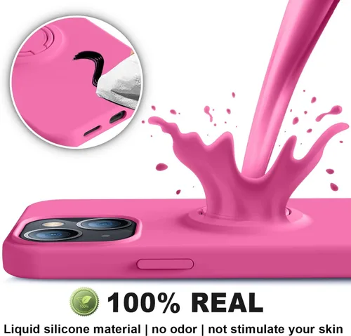 Vista 3 de Thomo Funda compatible con iPhone 14 Plus, silicona líquida suave de alta calidad a prueba de golpes [soporte de anillo]