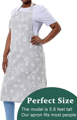 Vista 2 de Delantales de cocina para hornear para mujer, 3 piezas, con bolsillos, vintage, algodón y lino