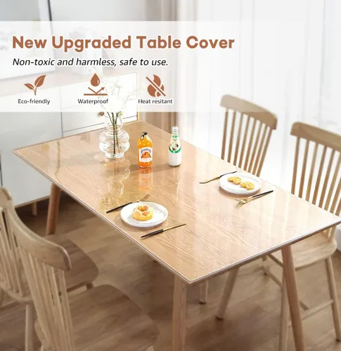 Vista 2 de RostiKong Protector de Mesa Transparente 14x24 Pulgadas Alfombrilla de Escritorio de Vinilo Secante Encima de Escritorios Protector de Mesa de PVC