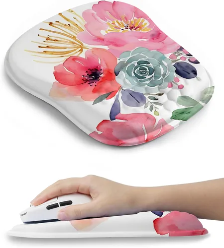 Vista 14 de Alfombrilla de mouse ergonómica con bonito diseño de gato negro, para aliviar el dolor del túnel carpiano, área de mouse 65% utilizable