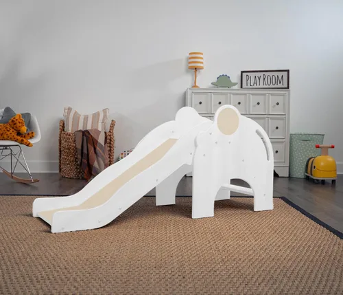 Vista 3 de Avenlur Nima - Tobogán interior con forma de elefante Montessori Waldorf, seguro, resistente y confiable, espacio de juego interior perfecto
