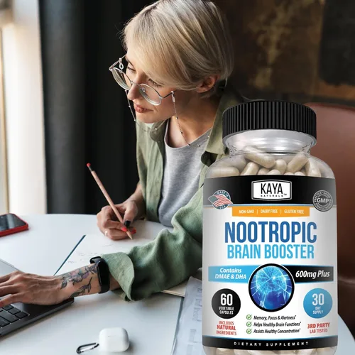Vista 8 de Kaya Naturals - Potenciador cerebral nootrópico - para memoria y concentración - Suplemento de apoyo cerebral - Enfoque y concentración y precisión