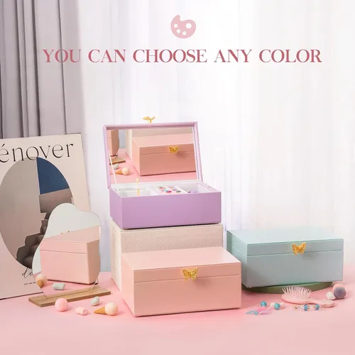 Vista 6 de Joyero musical para niñas con bailarina giratoria, almacenamiento de cajas de joyería para niños, caja de música de bailarina, regalo para niña