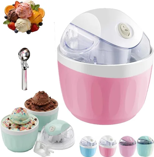 Vista 9 de Pequeña máquina de helados para el hogar, máquina de helados personal para yogur congelado casero, helado y sorbete, mini máquina de helados