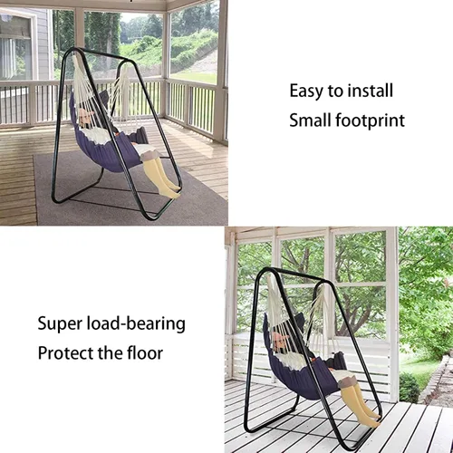 Vista 4 de Soporte para silla de hamaca, soporte de hamaca de acero resistente, soporte de columpio resistente multiusos para jardín al aire libre, patio