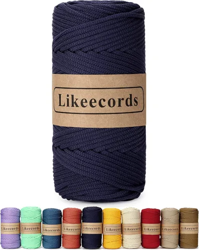 Vista 31 de Likeecords Cordón de macramé trenzado de poliéster de 0.157 in, 140 yardas, 426 pies, hilo elástico para bolsa de ganchillo para manualidades