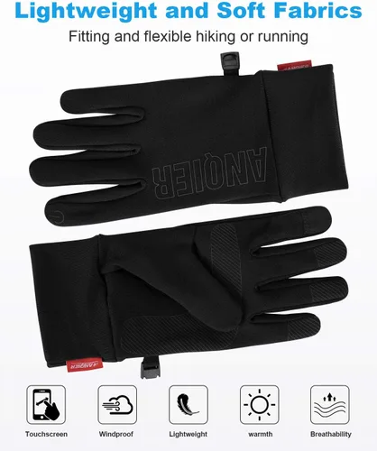 Vista 2 de LANYI Guantes de invierno para correr, ligeros, con pantalla táctil, antideslizantes, resistentes al viento, guantes de ciclismo, trabajo, guantes