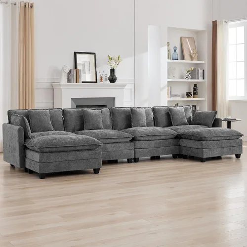 Vista 78 de Sofá modular en forma de nube de 113 pulgadas, sofás de asiento profundo de gran tamaño para sala de estar, sofá modular tapizado de chenilla