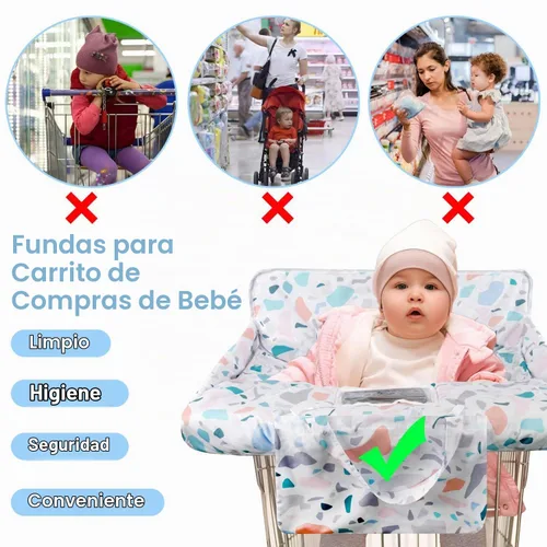 Vista 4 de Funda para carrito de compras para bebé 2 en 1 Funda para silla alta con arnés de seguridad Multifuncional Patrón de manchas blancas Cubiertas
