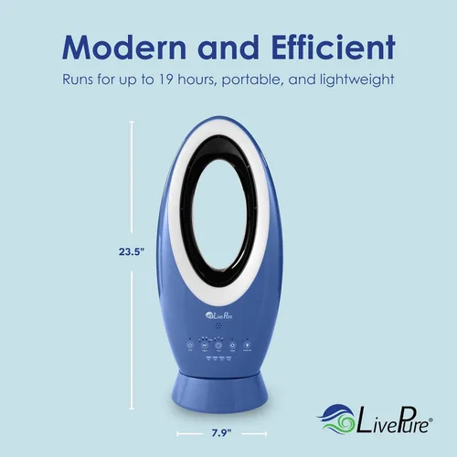 Vista 4 de LivePure Ventilador recargable para interiores y exteriores, verde azulado