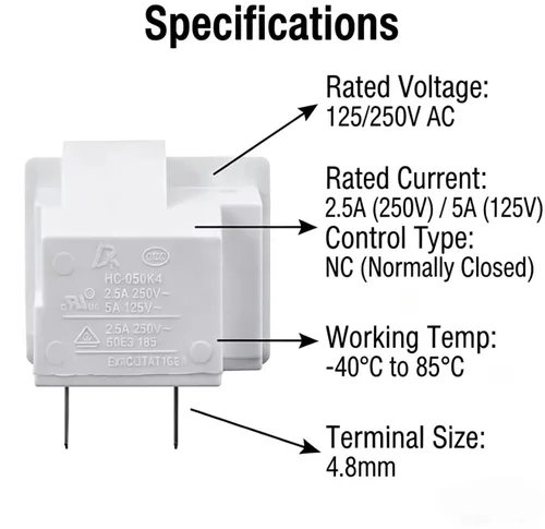 Vista 3 de Interruptor de luz de puerta de refrigerador de 2 pies para GE Whirlpool, Maytag, Admiral, Amana ((2PCS)