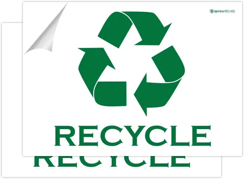 Vista 8 de IGNIXIA Paquete de 02 calcomanías de reciclaje autoadhesivas, calcomanías de reciclaje grandes de 10 x 7 pulgadas para papelera, etiquetas de Verde