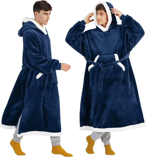 Vista 22 de Bedsure Manta Vestible con Capucha para Mujer - Manta Larga de Forro Polar Sherpa con Capucha para Adultos, Mujeres y Hombres, Cálida y Acogedora