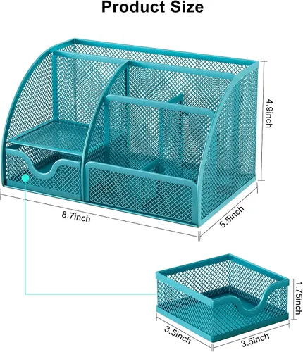 Vista 7 de EasyPAG Organizador de escritorio de malla con cajón multifuncional para bolígrafos, organizador de papelería para suministros escolares de oficina