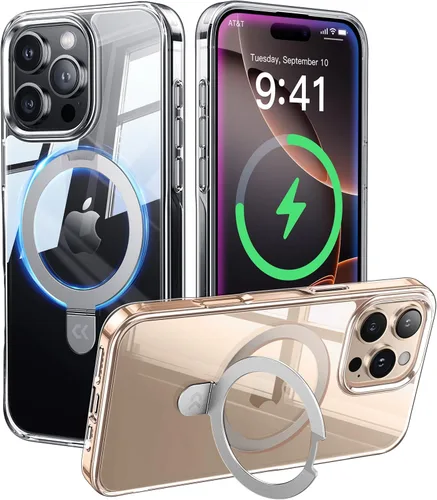 Vista 49 de CASEKOO - Funda diseñada para iPhone 14 Pro con soporte magnético invisible [protección contra caídas de grado militar] [compatible con MagSafe]