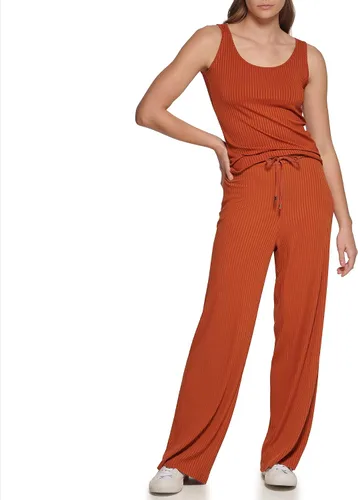 Vista 2 de Calvin Klein Top de gasa de manga corta para mujer con cola de camisa