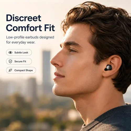 Vista 8 de Auriculares invisibles para dormir de lado, mini auriculares Bluetooth Negro