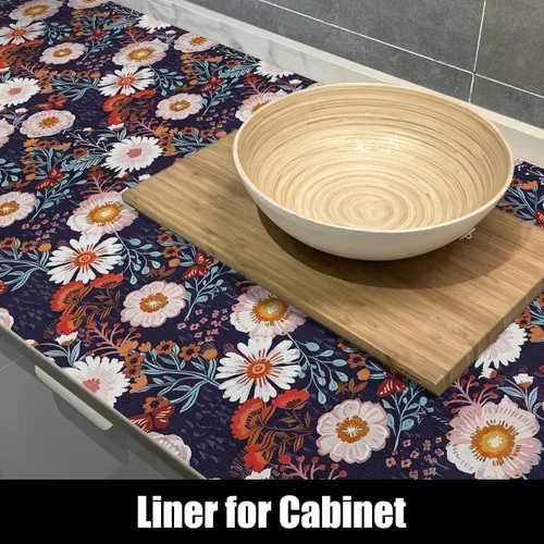 Vista 6 de Forro floral para cajones para cocina, 12 pulgadas x 10 pies Azul marino